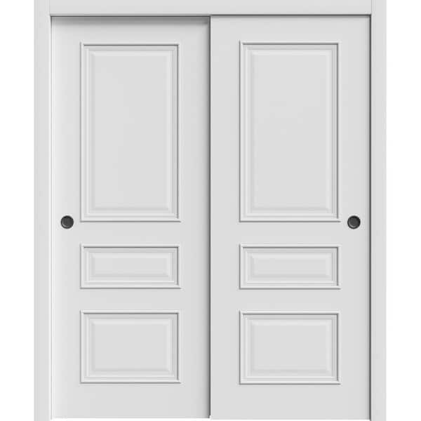 Assembly Required 7833 64 in. x 80 in. Reversible White Enamel Color Solid Core Wood Sliding Door Kit with Separate Jamb