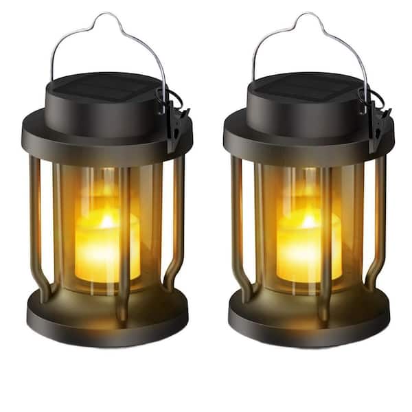 hcman 2-Pack Solar Lantern, Hanging Solar Lights with Realistic