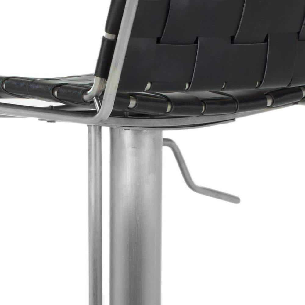 Adjustable Black Leather and Metal Swivel Bar Stool