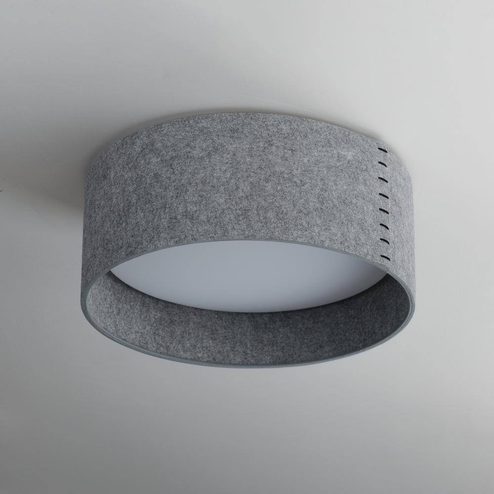 Grey Felt Drum LED Flush Mount Light with Brushed Nickel Finish