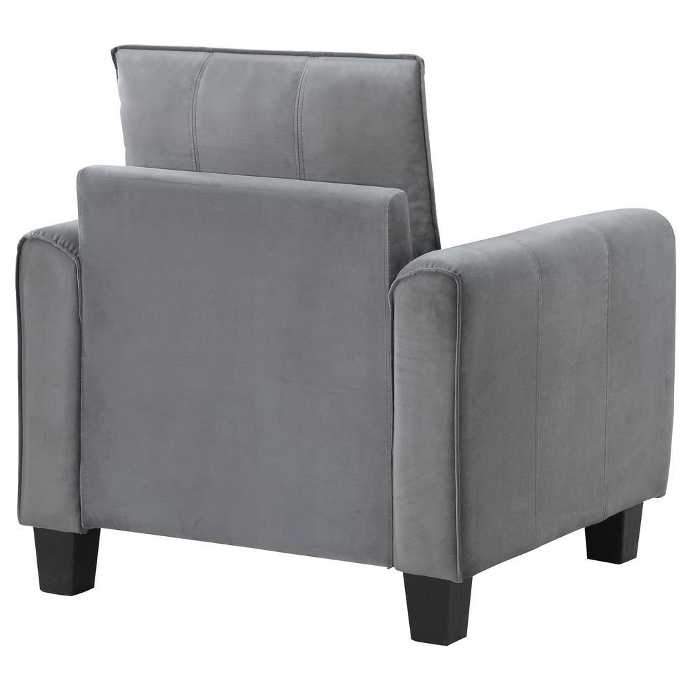 Gray Velvet Traditional Stationary Accent Chair