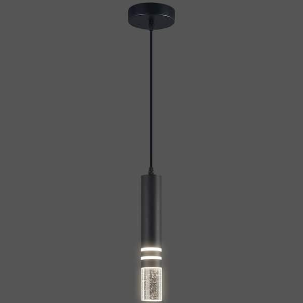 Home Lighting 6W 1-Light Black 1-Pack Modern Crystal Integrated LED Pendant Light Over Sink for Kitchen Island, 1-Pack