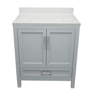Nevado 31 in. W x 22 in. D x 36 in. H Bath Vanity in Gray with Cultured Marble White Top