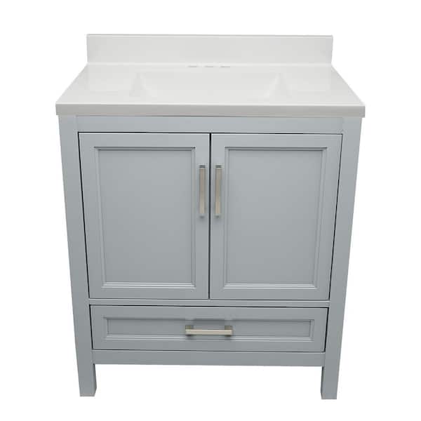 Ella Nevado 31 in. W x 22 in. D x 36 in. H Bath Vanity in Gray with Cultured Marble White Top