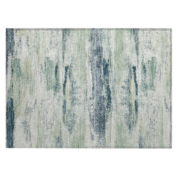 Chantille Machine Washable Indoor/Outdoor Abstract ACN942 Mint 1 ft. 8 in. x 2 ft. 6 in. Area Rug