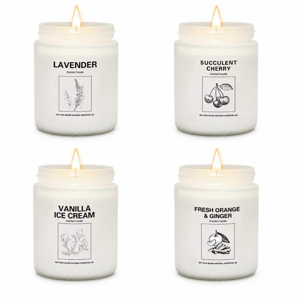 Soy Wax Aromatherapy Candle Gift Set 4 Pack Lavender Orange Ginger Vanilla Scents 40-Hour Burn Scented price history on PriceWatchPro