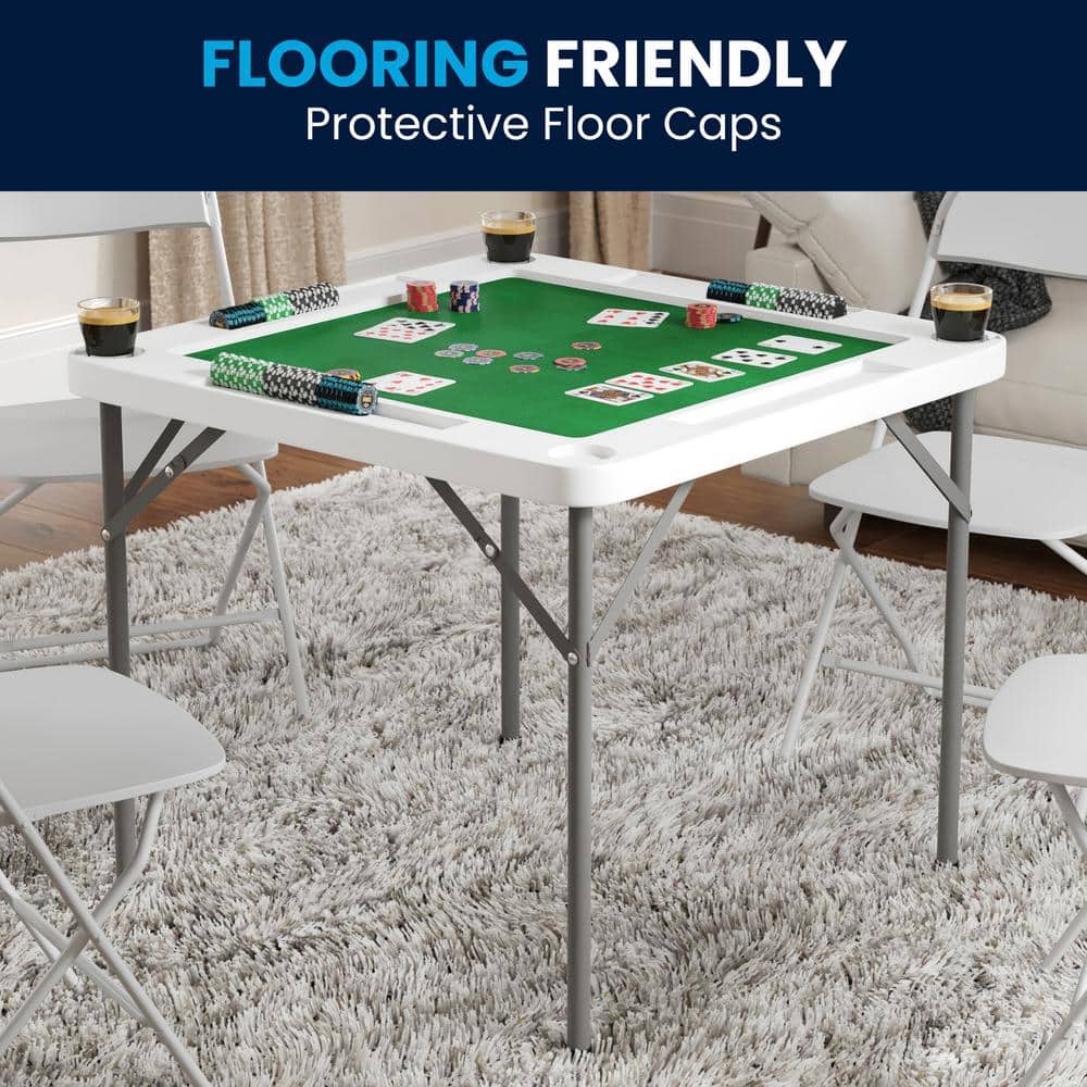 Carnegy Avenue 34.5 in. Granite White Plastic Tabletop Metal Frame