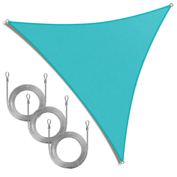 24 ft. x 24 ft. x 24 ft. Triangle Sun Shade Sail with Rope-Turquoise