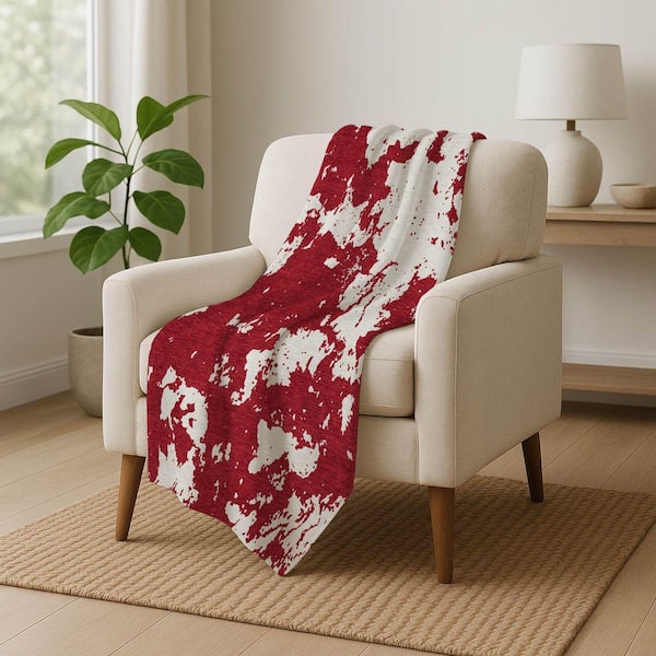 Premium Machine Washable ASB897 Red 50 in. x 70 in. Sherpa Throw Blanket