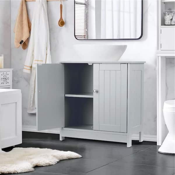 Siavonce Modern Under Sink Storage Cabinet with Doors Bathroom Vanity  Furniture 2 Layer Organizer Grey DJ-ZX-W167382614 - The Home Depot