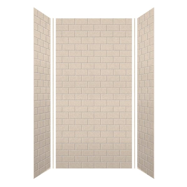 SaraMar 36 in. x 48 in. x 96 in. 3-Piece Easy Up Adhesive Alcove Shower Wall Surround in Cashew