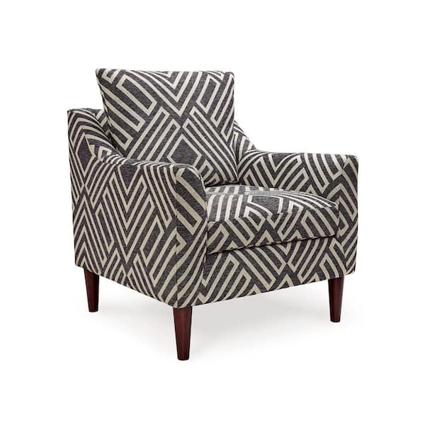 Gray and White and Brown Polyester Side Chair