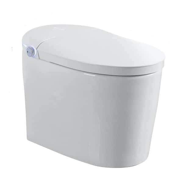 Elongated Tankless Smart Bidet Toilet 1.28GPF in White with Auto Flush, Auto Open/Close, Heated Seat, Warm Water & Dryer