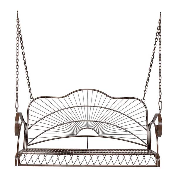 Upgraded Metal Patio Porch Swing Chair for Outdoors, Heavy Duty Swing Chair Bench for Gardens and Yards (Pattern 1)