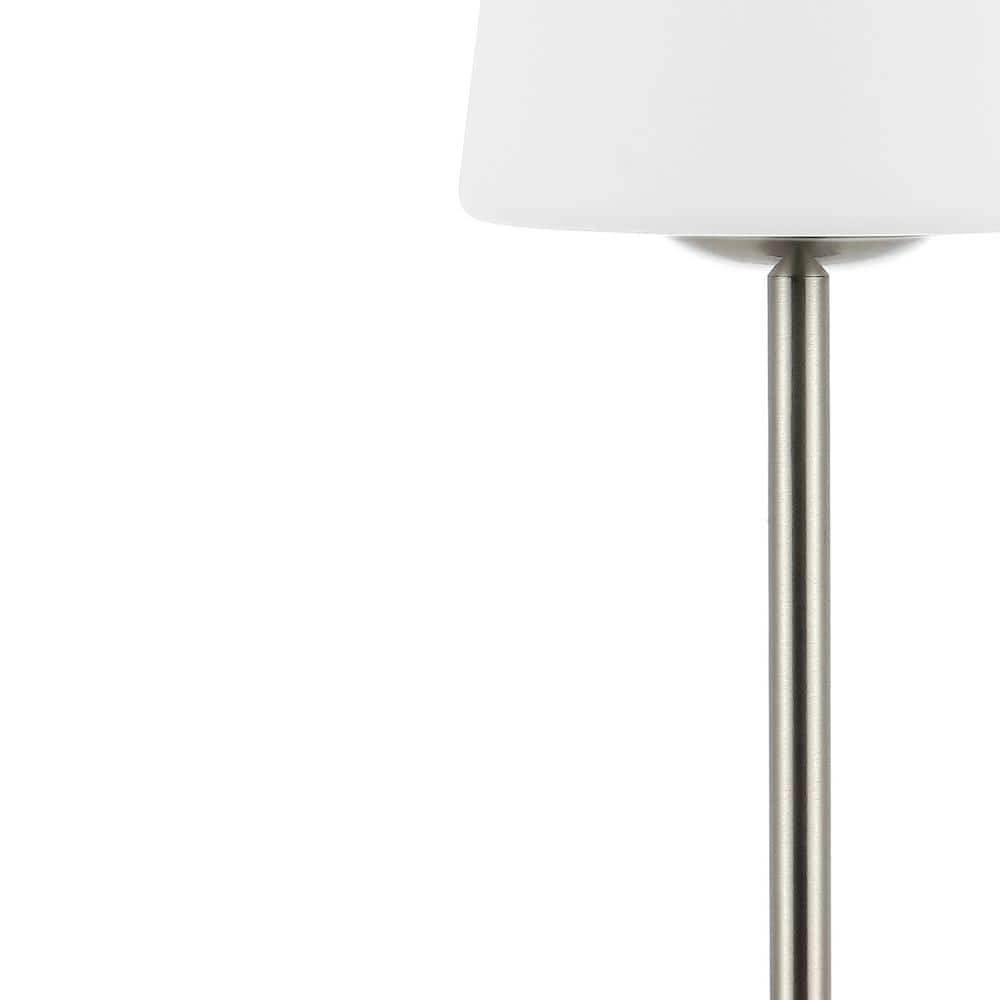 Nickel Cordless Rechargeable LED Table Lamp with Frosted Glass Shade