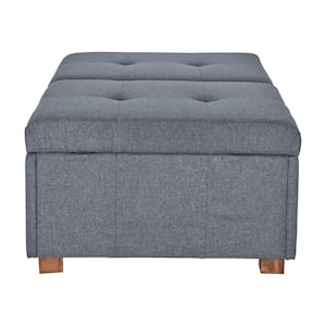 Yves Grey Double Storage Ottoman Bench