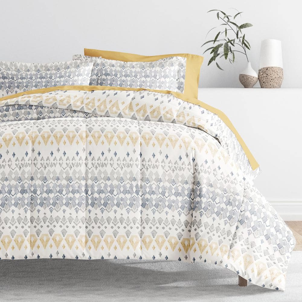 Twin Gray Geometric Microfiber Bed in a Bag Set