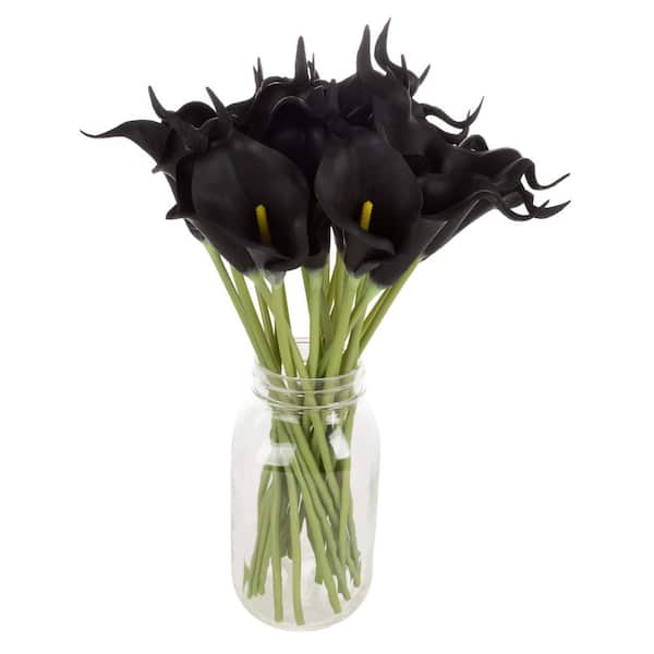 Pure Garden Black Artificial Calla Lily Flowers With Stems 24 Pack Hw1500062 The Home Depot