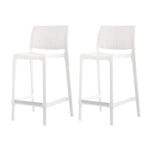 Rue White Stackable Resin Outdoor Bar Stool Counter Height (2-Pack)