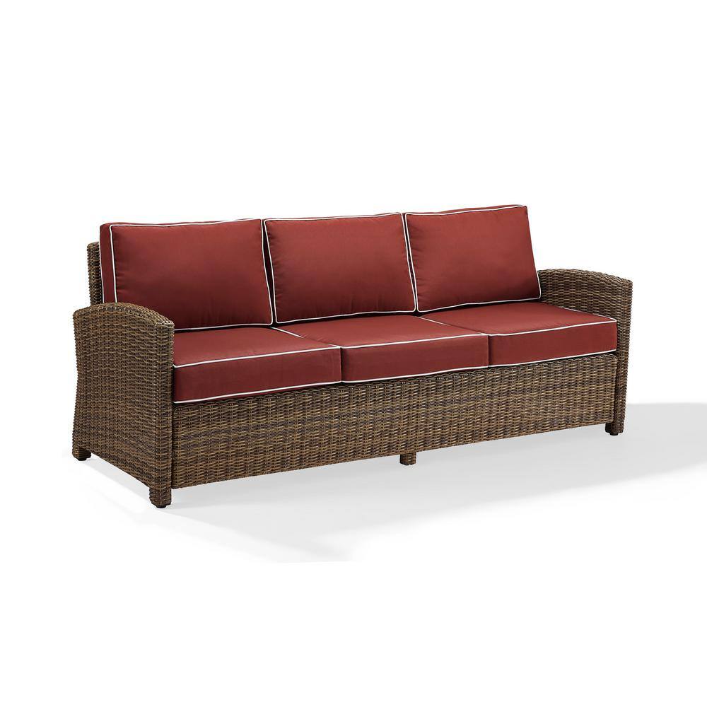 Crosley Bradenton Wicker Outdoor Sofa with Sangria CushionsKO70049WB