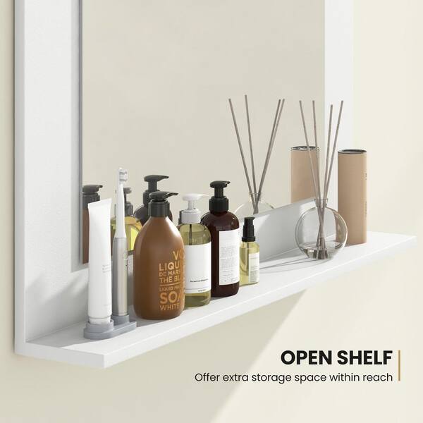 Gymax 23.5 in. W x 17.5 in. H Rectangle Wood Frame Bathroom Mirror