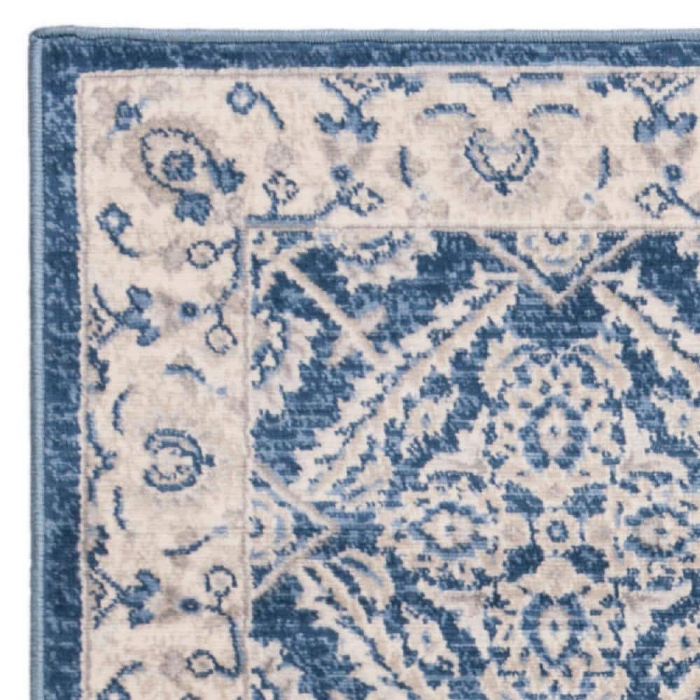 Brentwood Navy and Cream Synthetic Rectangular Area Rug, 3' x 5'