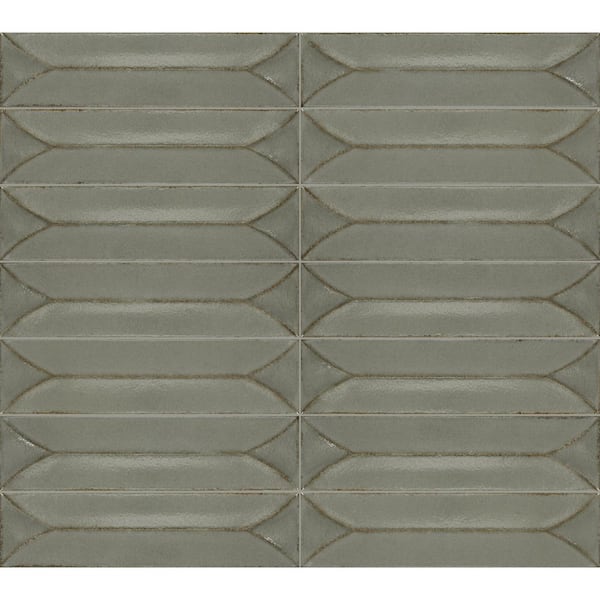 Marazzi Terramater Lichen 3-1/2 in. x 15 in. Glossy Porcelain Wavy