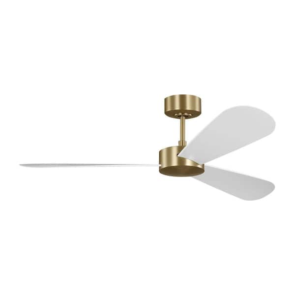 Fan Paddle Smart 52 in. Burnished Brass Downrod Mount Standard Ceiling Fan with Remote and Matte White Blades