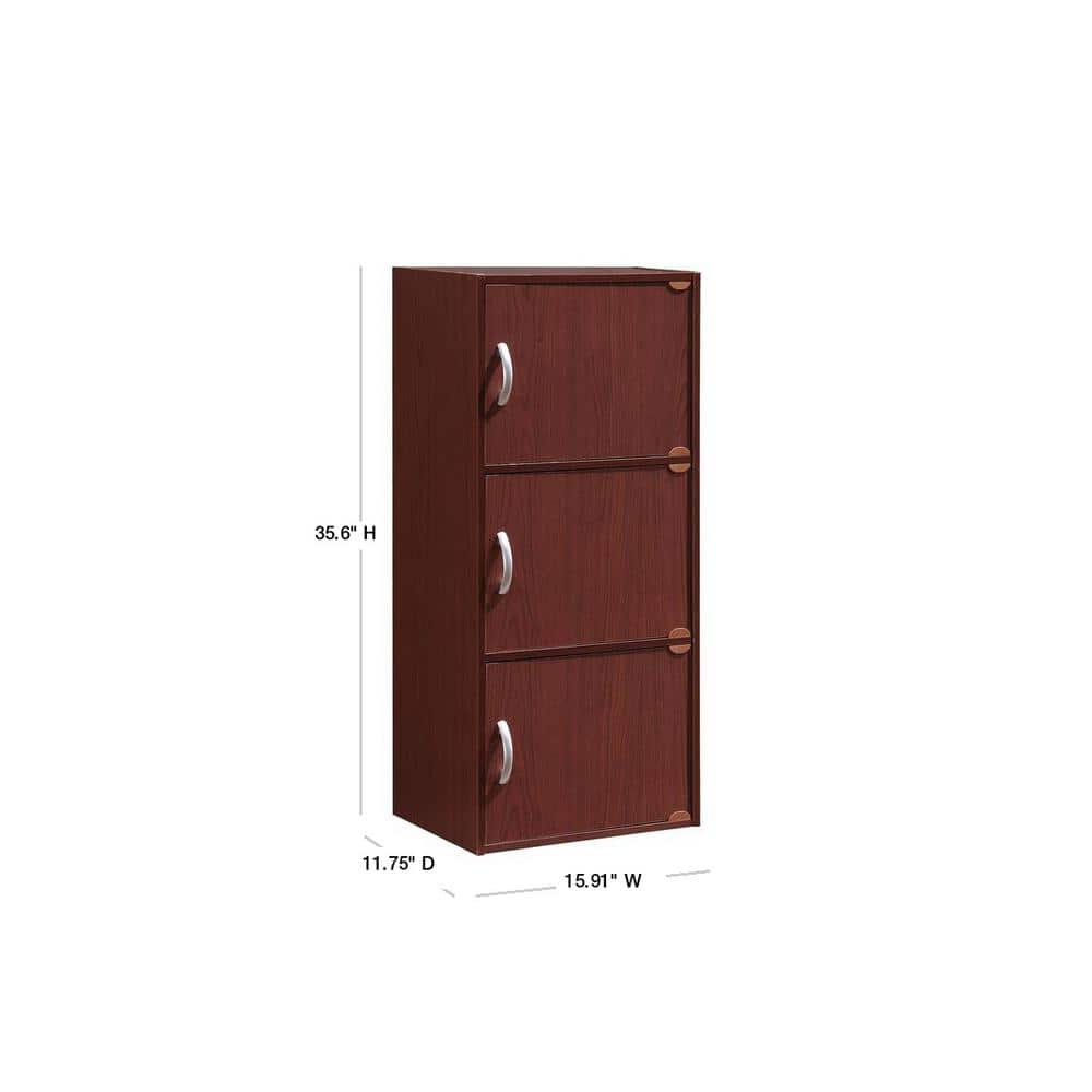 Mahogany 3-Door Freestanding Office Cabinet