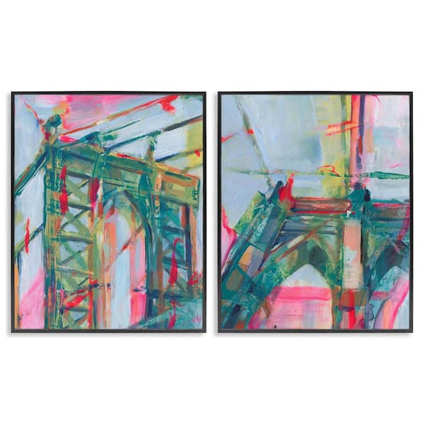 Stupell Industries Bridge Arches Abstractions by Ethan Harper 2 Pieces Black Framed Abstract Giclee Art Print 20 in. x 16 in.