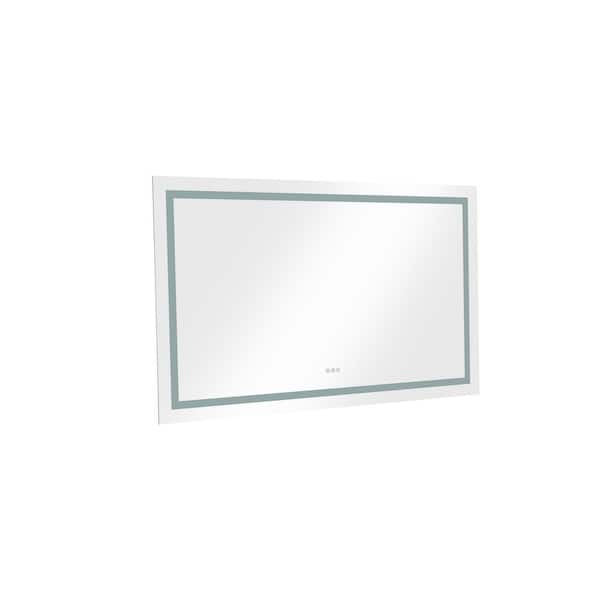 FORCLOVER 24 in. W x 32 in. H Small Rectangular Frameless Dimmable Anti-Fog Wall LED Bathroom Vanity Mirror in White