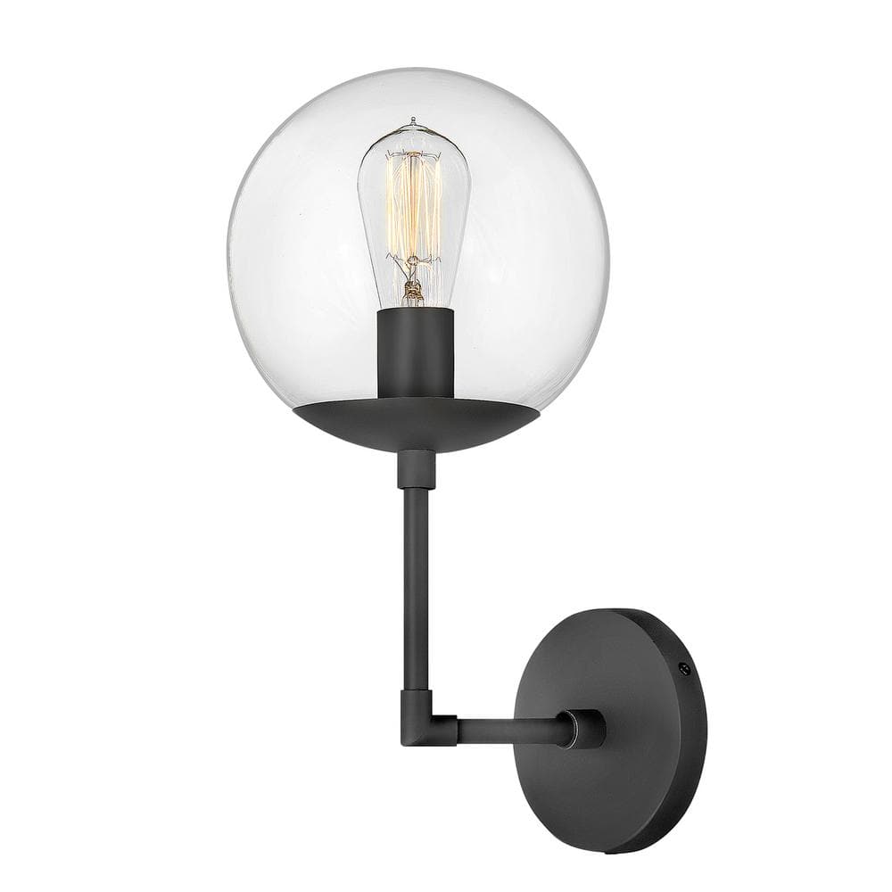 Warby Mid-Century Modern Black and Clear Glass Dimmable Sconce