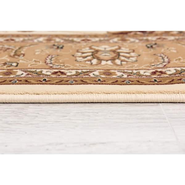 2 ft. x 19 ft. Tan, Blue Oriental Washable Area Rug