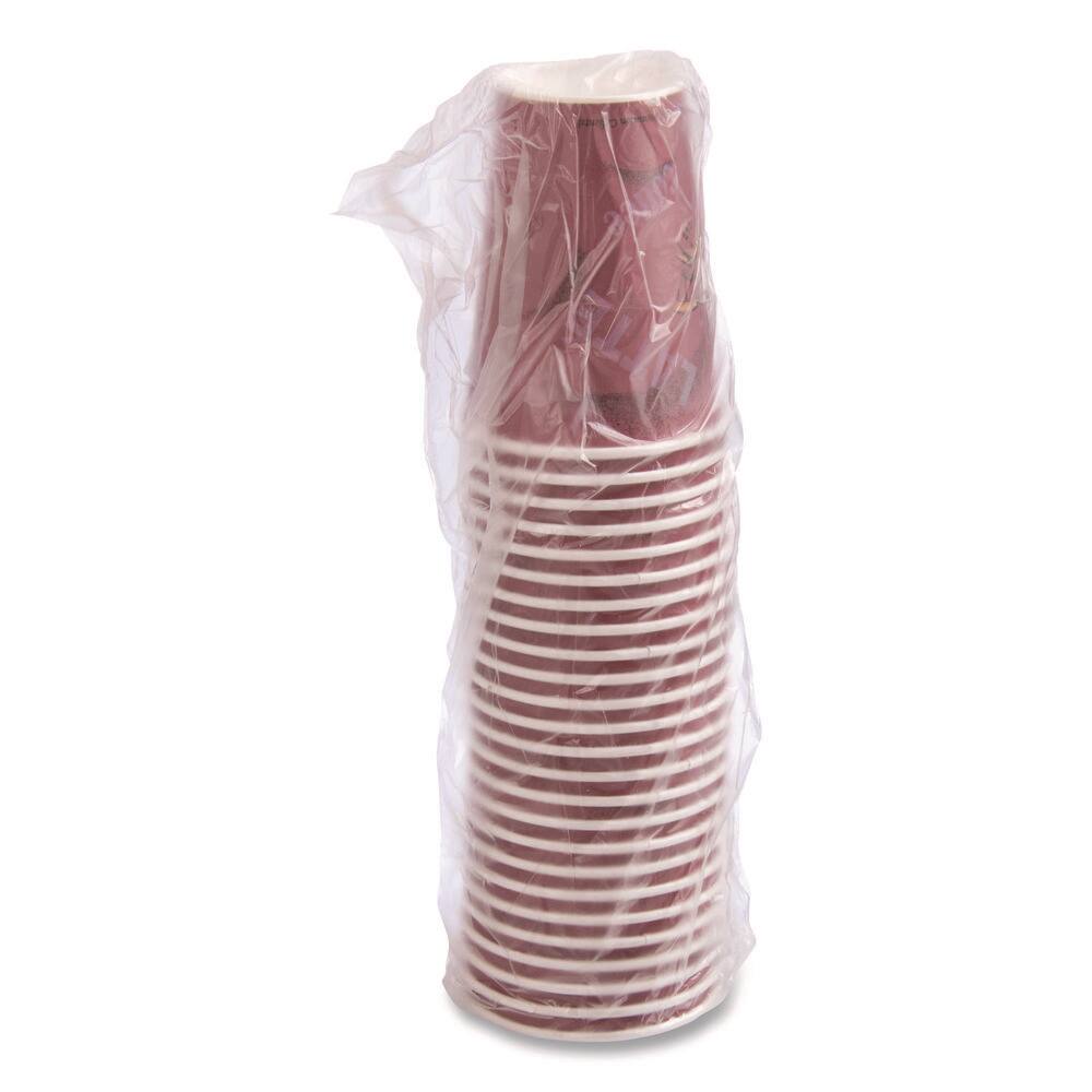 Maroon Bistro Design 12 oz Disposable Hot Drink Cups