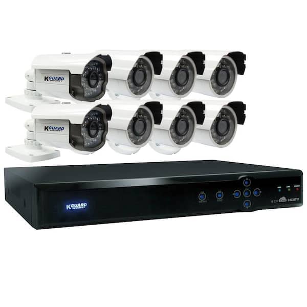 KGUARD Security Aurora 16-Channel QR Cloud 960H Surveillance System with 1TB HDD and (2) 800 TVL Cameras and (6) 700 TVL Cameras
