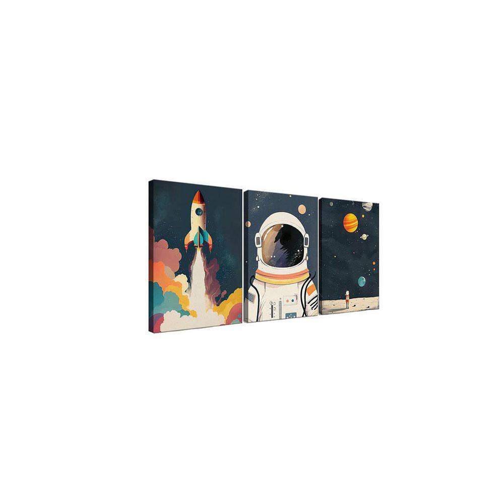 3Pcs Astronaut Canvas Wall art Nursery Space Adventure Posters Prints ...