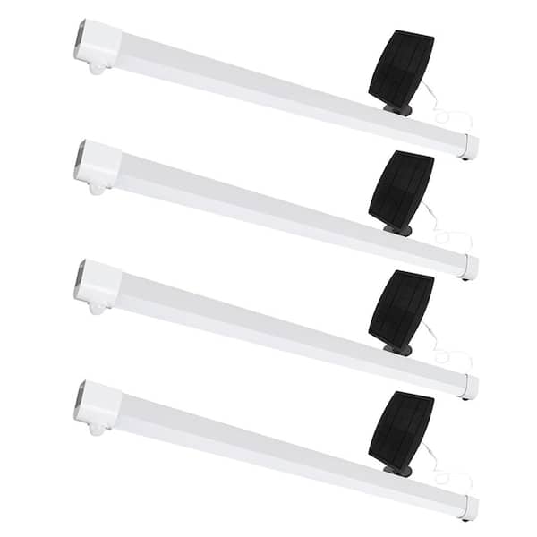 Commercial Electric 3 ft. 100-Watt Equivalent Integrated LED White Solar Powered Portable Light with Motion Sensor Shop Light (4-Pack)