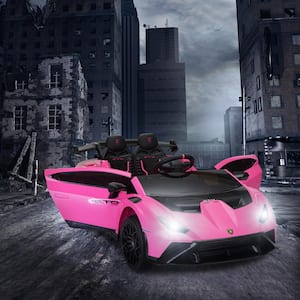 Rose Color Electric Powered Lamborghini Kids Car with 24V Rechargeable Battery and 4 shock-absorbing wheels