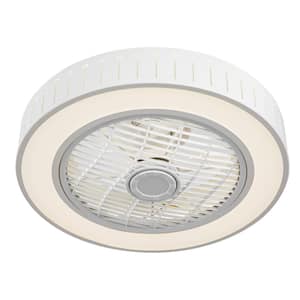 19.68 in. Integrated LED Modern Round Enclosed Indoor White 6-Speed Ceiling Fan with Remote
