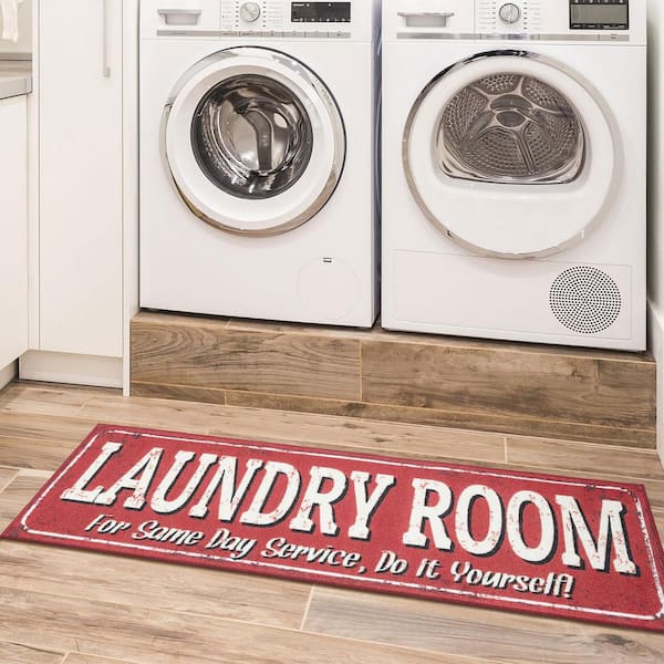 Ottomanson Laundry Collection Non-Slip Rubberback 2x5 Laundry Room Runner  Rug
