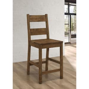 Coleman 24.5 in. Rustic Golden Brown Ladder Back Wood Frame Counter Height Stool (Set of 2)