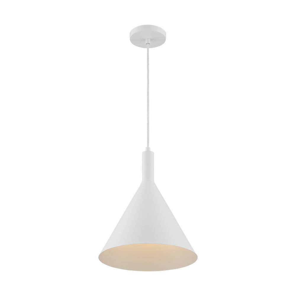 Matte White Aluminum Modern Funnel-Shaped Pendant Light