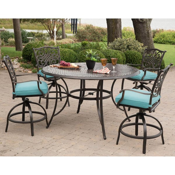 High Dining Set With Swivel Chairs, Round Outdoor Dining Sets With Swivel Chairs