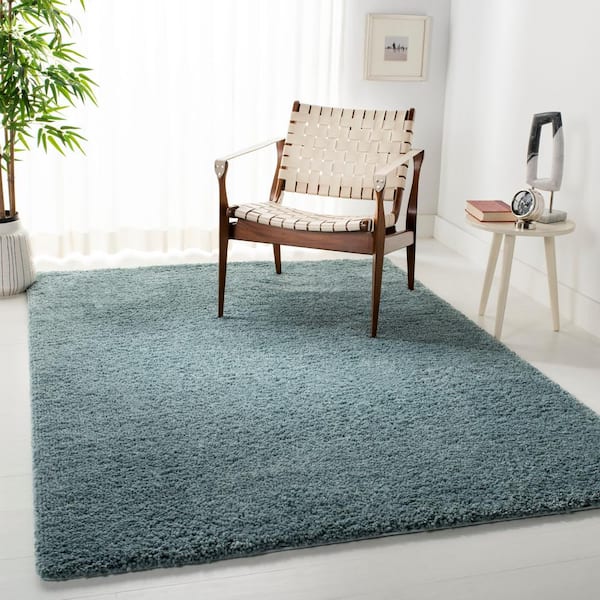 August Shag Aqua 8 ft. x 10 ft. Solid Area Rug