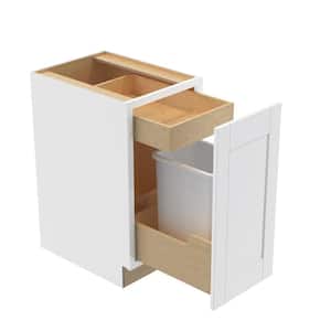 Washington Vesper White Plywood Shaker Assembled Trash Can Kitchen Cabinet Soft Close 15 in W x 24 in D x 34.5 in H