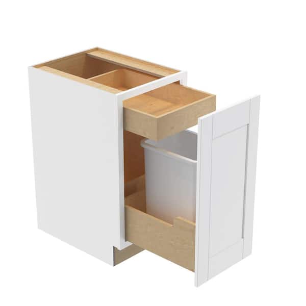 Home Decorators Collection Washington Vesper White Plywood Shaker Assembled Trash Can Kitchen Cabinet Soft Close 18 in W x 24 in D x 34.5 in H
