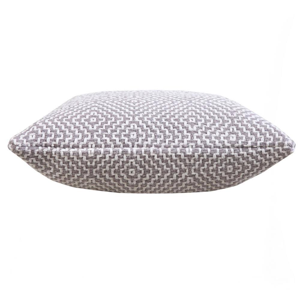 Gray and White Geometric Cotton 20" Square Throw Pillow