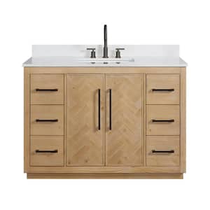 Bellavia 48 in. W x 22 in. D x 34 in. H Single Sink Bath Vanity in Weathered Fir with White Engineered Stone Top