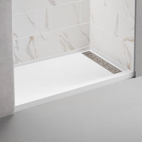 48 in. L x 32 in. W Alcove Shower Pan Base with Right Drain