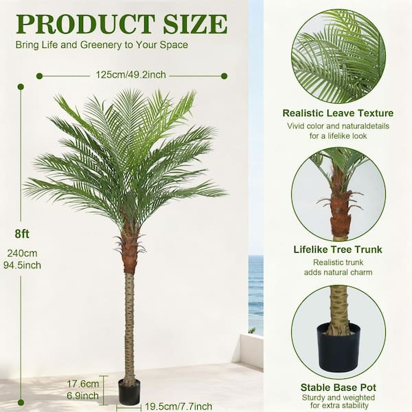 Vitalismo 8 ft. Green Plant 96 in. Artificial Phoenix Palm Tree